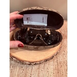 COACH Sunglasses Silver/Black HC 7005B (L016 REAGAN) BROWN GRADIENT New & Case